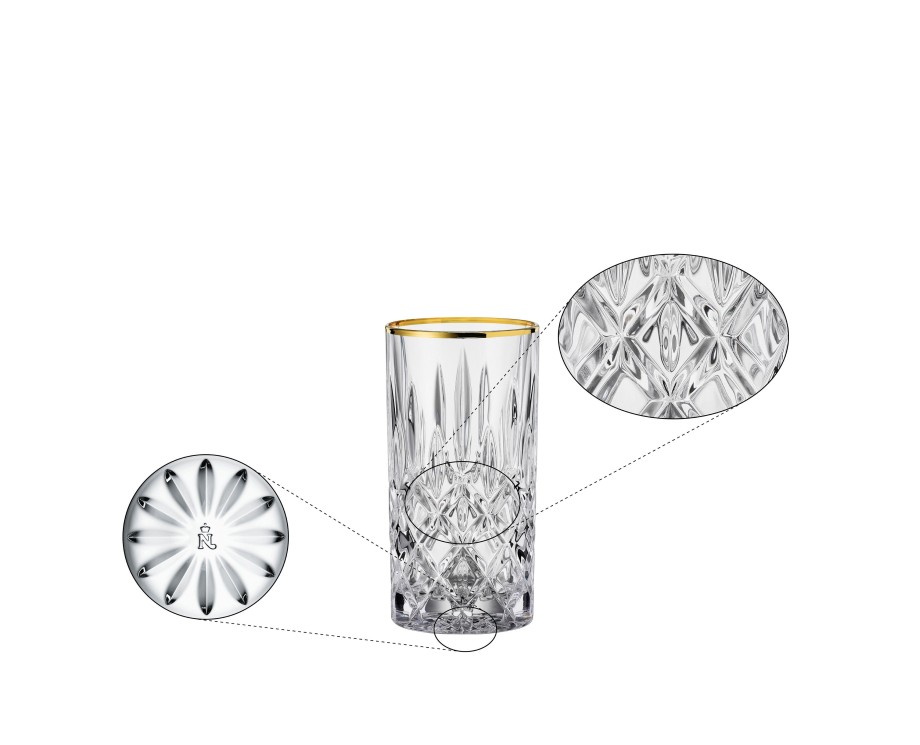 Cocktailglaser & Barware Nachtmann | Nachtmann Noblesse Gold Longdrink Glas